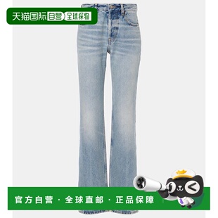 圣罗兰 Laurent 女士 Nico 1h可退 高腰直筒牛仔裤 香港直邮Saint