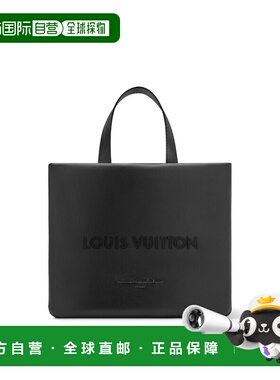 自营欧洲直邮LV路易威登 男士黑色皮革logo标识单肩包