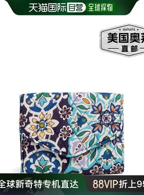 Vera Bradley 棉质 RFID 迷你三折钱包 - 里斯本徽章酷 【美国奥