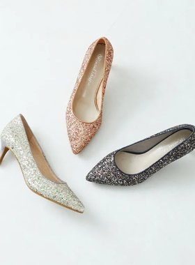 ORiental TRaffic 女士尖头闪光高跟鞋 R2018