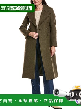 自营Barbour Reva羊毛混纺军大衣-绿色 美国奥莱直发