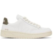 白色 VEJA 卡其色 缝线皮革运动鞋