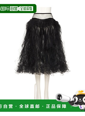 香港直邮VALENTINO 女士半身裙 BRACA01ED0NO AW2024 黑色 薄纱半