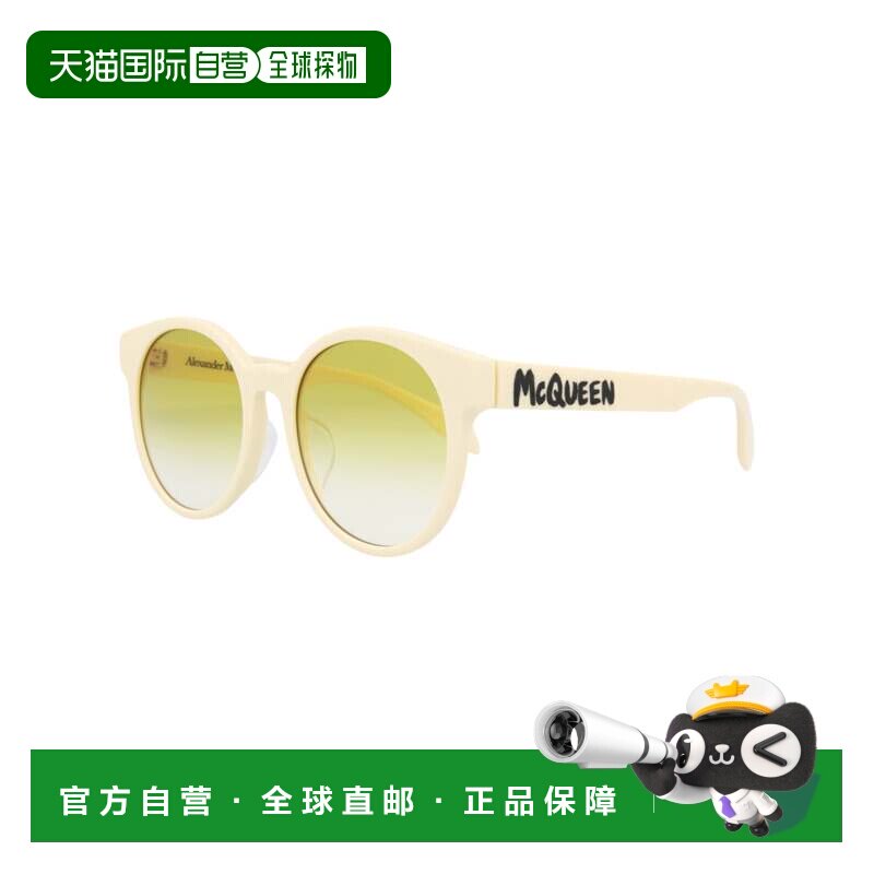 自营Alexander McQueen女士55 mm白色太阳镜-白色 美国奥莱直发