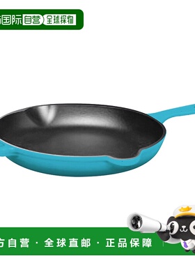 自营 Chantal 10 英寸圆形铸铁煎锅 - 海蓝色 美国奥莱直发