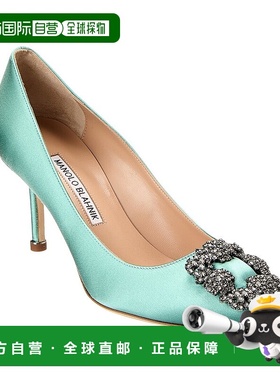 自营 Manolo Blahnik Which 90 Satin 高跟鞋 - 绿色 美国奥莱直