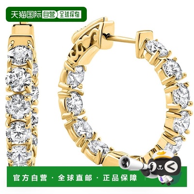 自营 pompeii33 3/4 克拉钻石内外环 14k 金 1 英寸实验室培育女