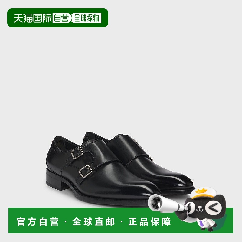 欧洲直邮HUGO BOSS雨果BOSS BLACK 双带抛光皮鞋牛皮男鞋休闲鞋