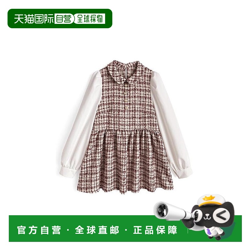 日本直邮日潮 GRL亮片粗花呢拼接珍珠纽扣连衣裙dh1419