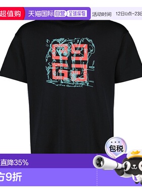 香港直邮Givenchy 纪梵希 男士 黑色 4G Regular Fit T 恤 BM71MG