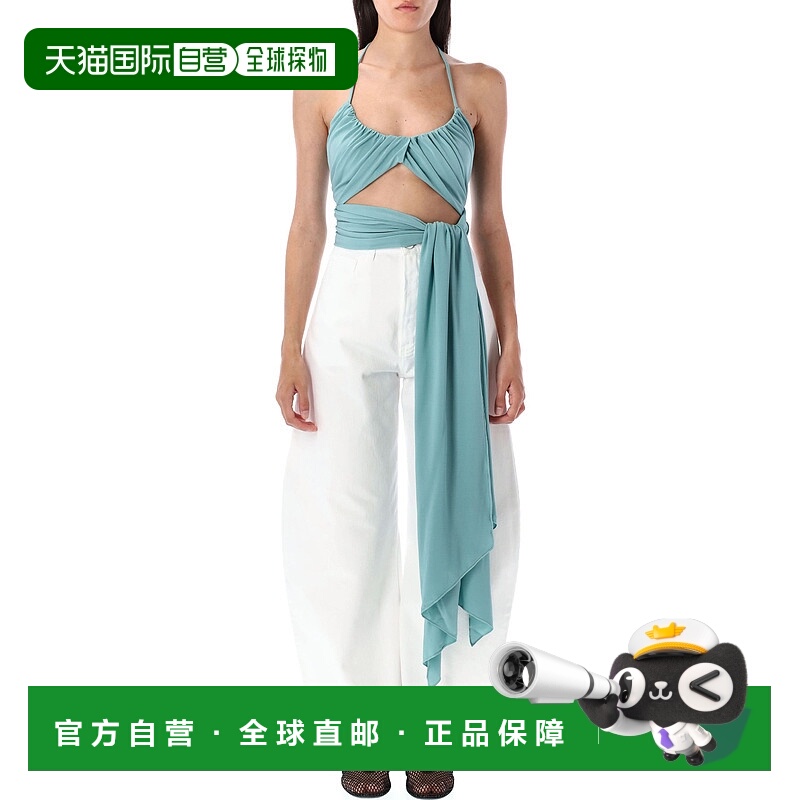 香港直邮alaia 女士 交叉式打褶上衣 AA9H1251J050B