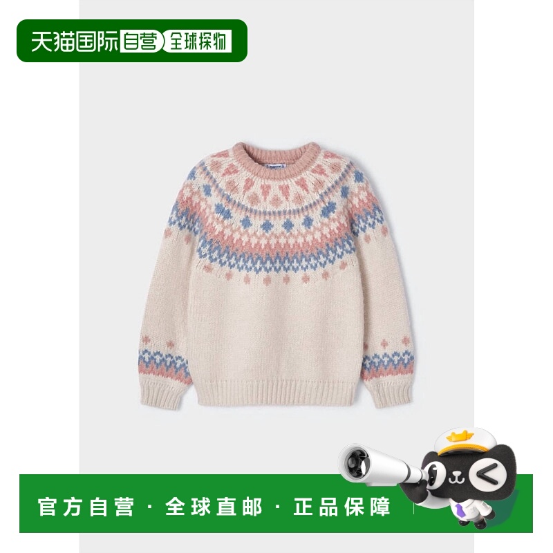 自营mayoral女孩的腮红Fair Isle有线毛衣-腮红 美国奥莱直发