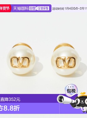 日本直邮Valentino 华伦天奴VLogo珍珠耳环 优雅耳钉5W2J0E35UXM
