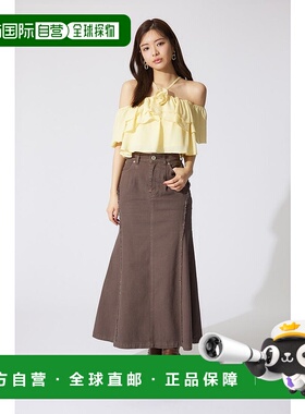 日本直邮Rienda 流苏美人鱼牛仔正腰短裙 [RI3465EW033909] 蓝色