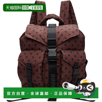 香港直邮GANNI 甘尼 女士 棕色 Re-Tech Printed Nylon 双肩包 C2