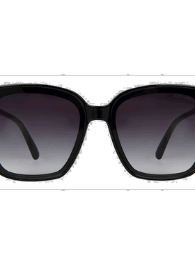 自营Suzy Levian 女士黑色大号方形镜片银色口音太阳镜 - 黑色 美