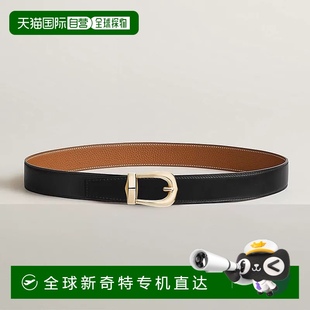 黑色 1h可退 男士 欧洲直邮Hermes 棕色小牛皮腰带32mm 爱马仕