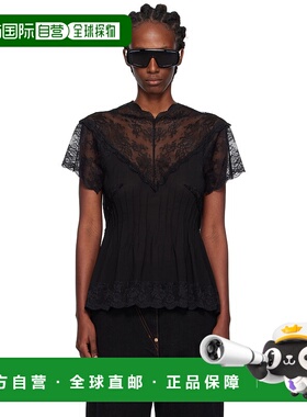 1h可退 香港直邮潮奢 Pushbutton 女士 黑色 Lace Trim Darted 上