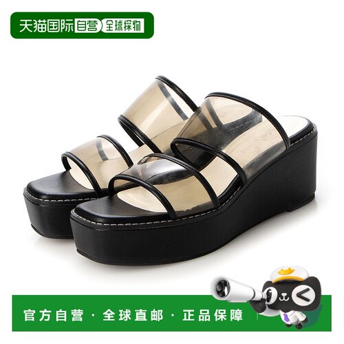 日本直邮Randa 双透明绑带楔形凉鞋 RA041BW13296 黑色厚底