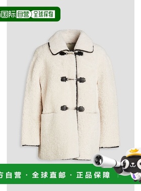 1h可退 香港直邮潮奢 Maje 女士 皮革边毛羊皮夹克 MFPOU01037ECR