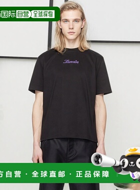 1h可退 香港直邮Lanvin 朗雯 男士 黑色 Bouclette Script Logo T