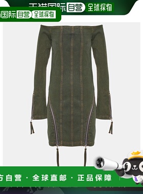 1h可退 香港直邮Blumarine 蓝色情人 女士 露肩牛仔迷你连衣裙 00