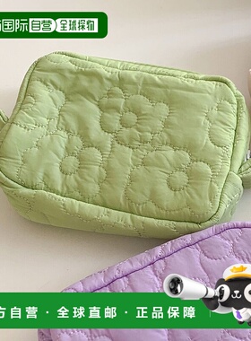 日本直邮florge 花卉绗缝方形化妆包/旅行包 FL8218DW08092 化妆