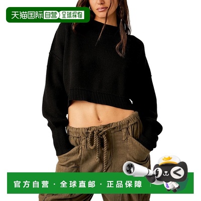 自营Free People Women's Easy Street Crop Pullover, Black - b