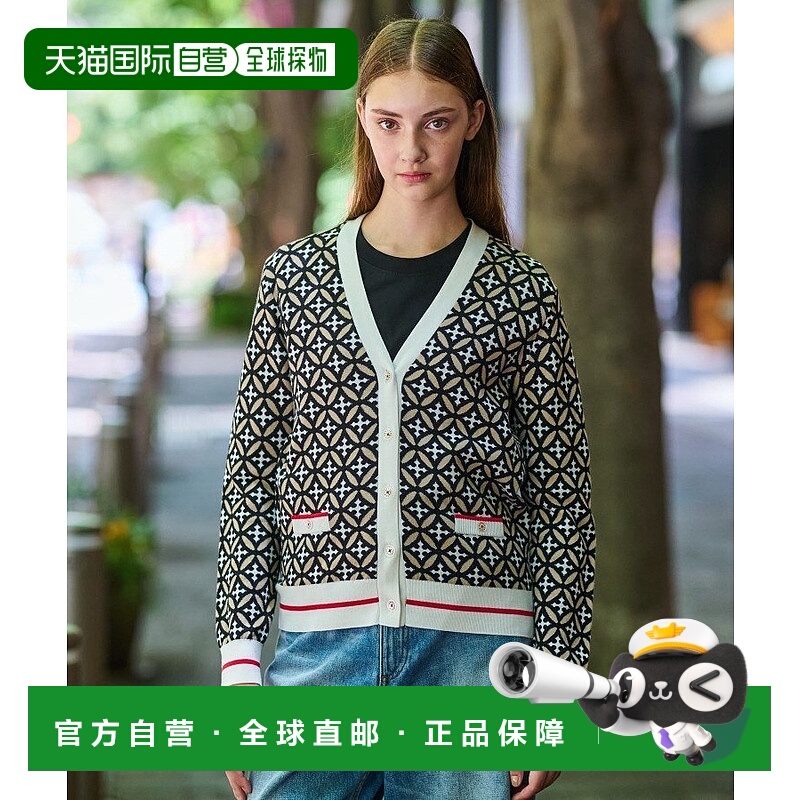 日本直邮DRESSTERIOR 重叠圆圈V领开衫针织衫