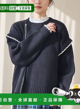 1h可退 日本直邮COEN 女装 拼色拼接针织衫 宽松半高领设计 76306