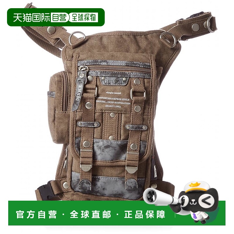 【日本直邮】DEVICE 轻便帆布单肩包/腰包两用茶色34×宽22×厚6.