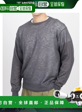 韩国直邮AURALEE A24SP02FG 小马海毛透明针织圆领衫 深灰色