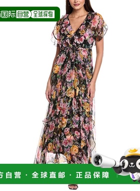 自营 Johnny Was Petite苏里褶边丝绸长裙-黑色 美国奥莱直发