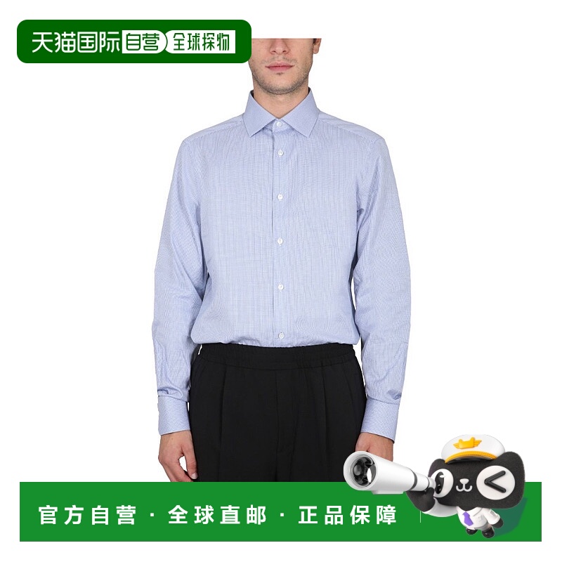 【99新未使用】香港直邮Zegna 徽标长袖衬衫 4015039MS0MTG