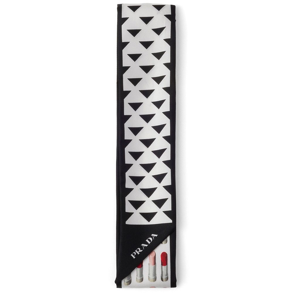 PRADA 女士围巾 1FF0082C7FF0967 SS2025 黑色 印花围巾