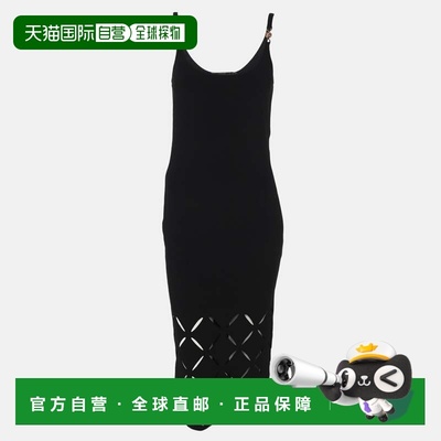 自营Versace Black Stretch Knit Cutout Detail Sleeveless Dres