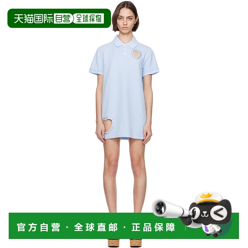 1h可退 香港直邮潮奢 AREA 女士 蓝色 Crystal Heart Cutout Polo