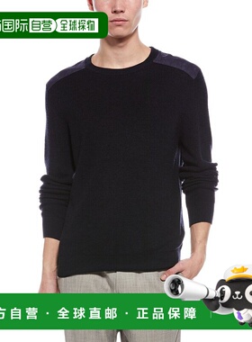 自营Bruno Magli Merino Wool Crewneck Sweater - navy 美国奥莱