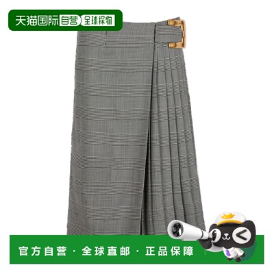 香港直邮BALMAIN 女士半身裙 GF1LD530WD31EAB SS2026 灰色 格纹