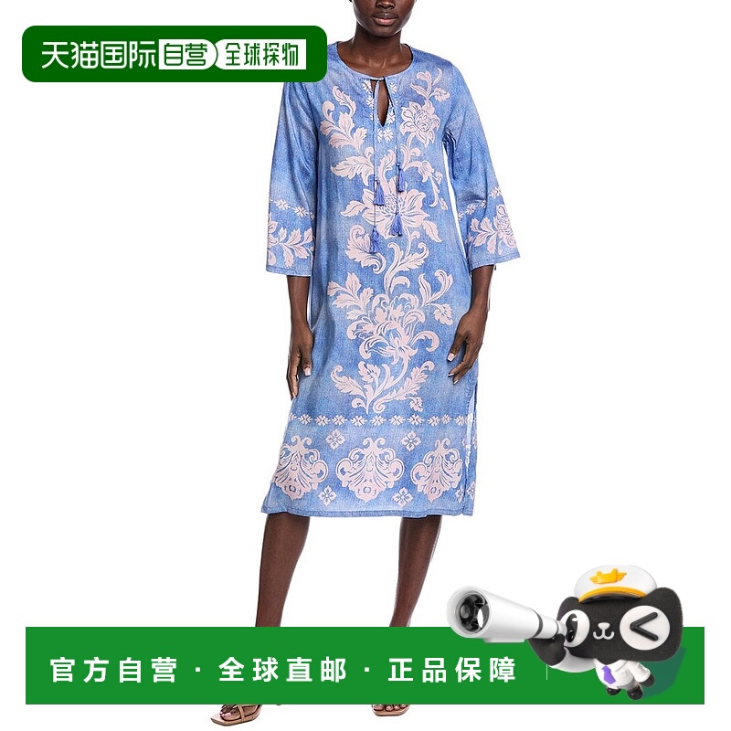 自营Johnny Was Kimono Sleeve Midi Dress - blue 美国奥莱直发
