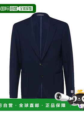 1h可退 香港直邮Canali 康钠丽 男士 蓝色羊毛混纺西装外套 E2027