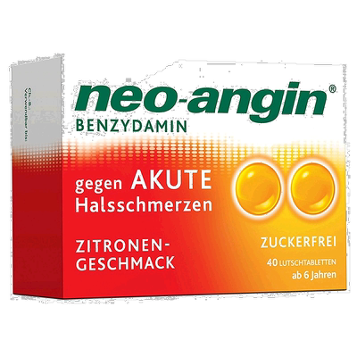 欧洲直邮德国药房neo-angin咽喉肿痛消炎止痛含片40粒柠檬味无糖