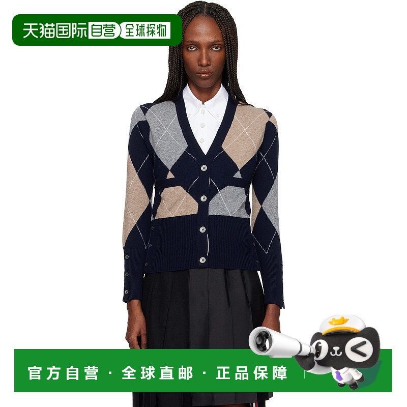 香港直邮Thom Browne 汤姆 布朗 女士 海军蓝 Argyle Intarsia Ca