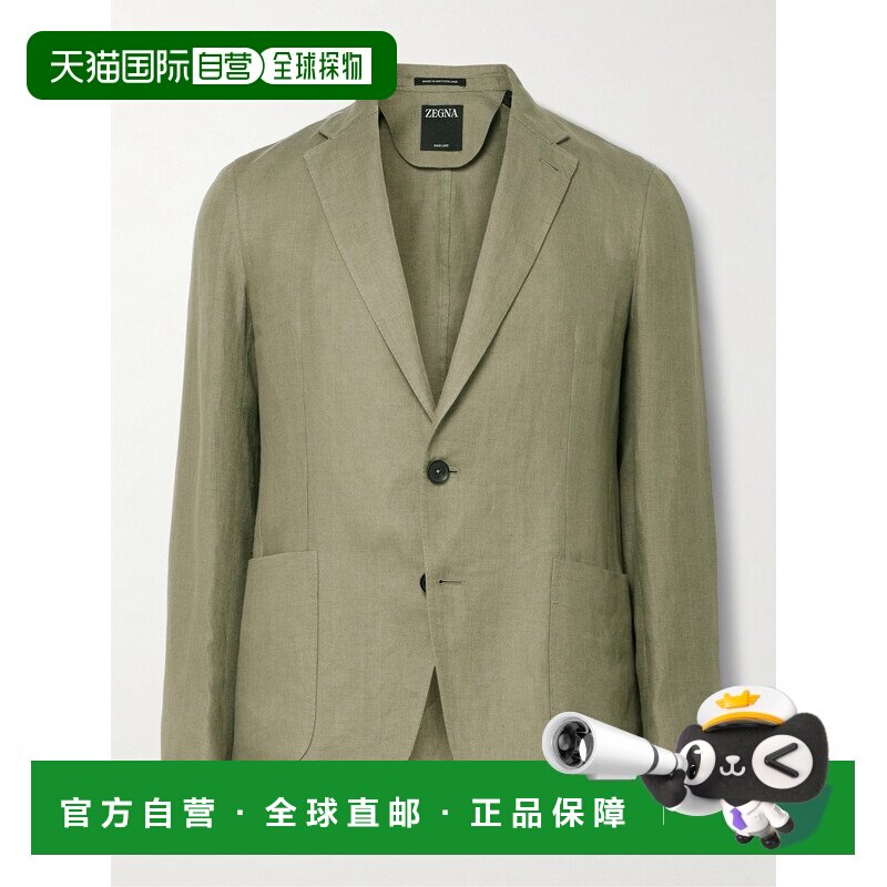 1h可退 香港直邮zegna 杰尼亚 男士 Oasi Lino 修身斜纹布西装外