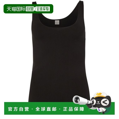 自营欧洲直邮Toteme Shirts&Tops女士黑色粘胶纤维圆领收腰背心