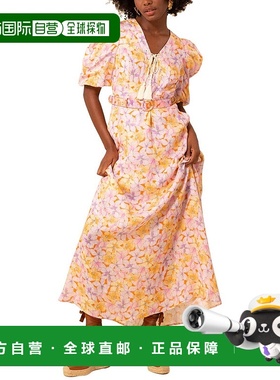 自营 Hale Bob Arabella亚麻连衣裙-橙色 美国奥莱直发