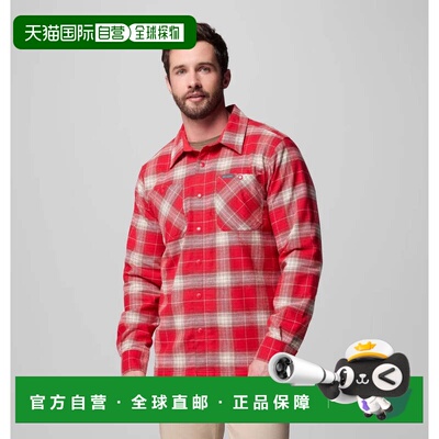 自营Columbia Cornell Woods衬衫男士红色格子抓绒衬里长袖JAX197