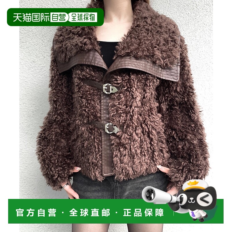 1h可退 日本直邮VEILA 女装 仿毛皮短款外套 皮革风格拼接设计 vl