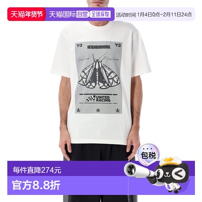 1h可退 香港直邮Y-3 男士 NBHD 宽松款棉质印花T恤 JX7437W男装