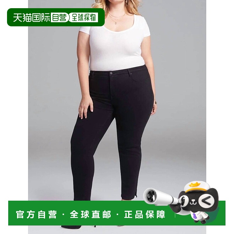 自营 nydjSlim Straight With Side Slits Ankle Jeans In Black